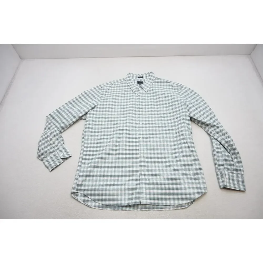 J‎ Crew Flex Oxford Slim Fit Dress Shirt Plaid Button Up Mens Sz 2XL XXL